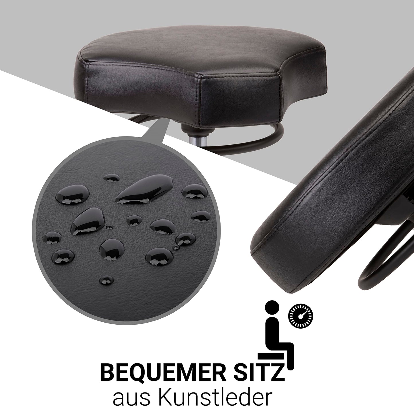 Staboos Rollhocker bis 160 kg - Ergonomisch geformter Sitz mit Ringauslösung - Drehhocker Praxishocker höhenverstellbar (55 cm bis 75 cm)